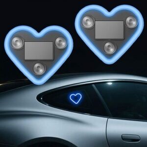 🆕- Set of 2 Heart-Shaped Ambient Light - Blue Neon Car Window Accents. NWT
